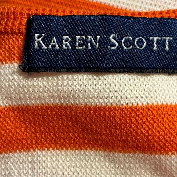 Karen Scott NWOT Women's Orange/Cream Lightweight Sweater Tank - Size Large - Picture 4 of 5